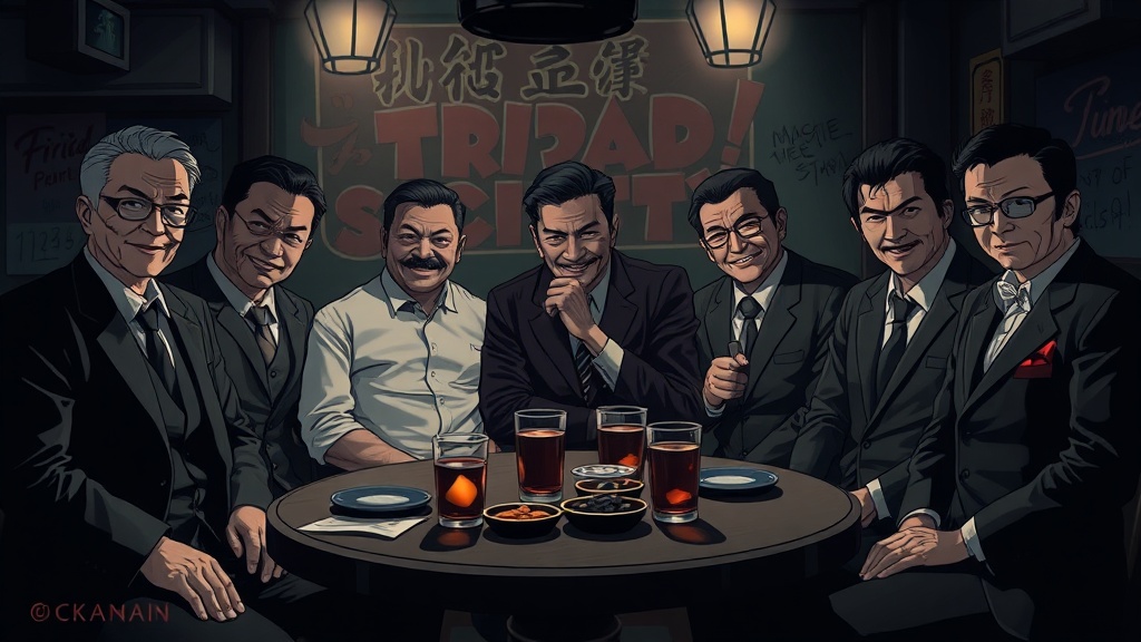 캄보디아 납치사건의 배후인 삼합회 조직원들이 여럿이 앉아 웃고잇음 