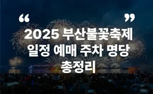 2025 부산불꽃축제 일정 예매 주차 명당