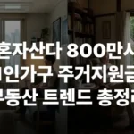 1인가구 주거지원금 2026년 1인가구 800만 부동산 주거급여 청년월세지원 중위소득 2026년