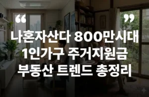 1인가구 주거지원금 2026년 1인가구 800만 부동산 주거급여 청년월세지원 중위소득 2026년