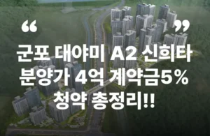 군포대야미 A2 신혼희망타운 분양가 계약금 분양일정 모델하우스 분상제 지원 자격 주변 시세